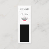 Moderne eenvoudige zwart wit elegante minimale ont mini visitekaartje (Achterkant)