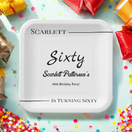 Moderne eenvoudige zwart-wit elegante verjaardag papieren bordje