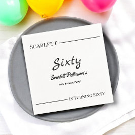 Moderne eenvoudige zwart-wit elegante verjaardag servet