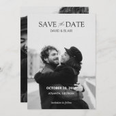 Moderne eenvoudige zwart-wit foto bruiloft save the date (Voorkant / Achterkant)