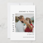Moderne Eenvoudige Zwart-Wit Foto Save The Date (Voorkant)