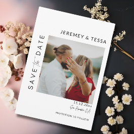 Moderne Eenvoudige Zwart-Wit Foto Save The Date
