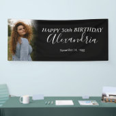 Moderne Eenvoudige Zwart Wit Foto Verjaardagsfeest Spandoek (Beurs)