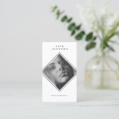 Moderne eenvoudige zwart-wit fotografie QR-code Visitekaartje (Staand voorkant)