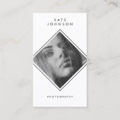 Moderne eenvoudige zwart-wit fotografie QR-code Visitekaartje (Voorkant)