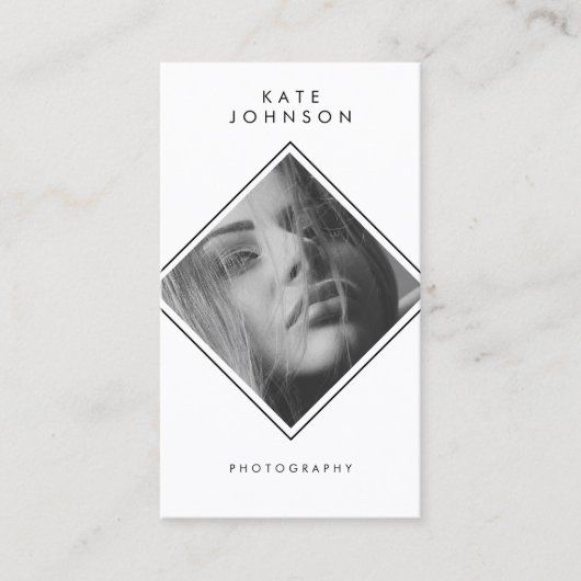 Moderne eenvoudige zwart-wit fotografie QR-code Visitekaartje (Voorkant)