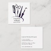 Moderne Eenvoudige Zwart Wit Haar Stylist Vierkante Visitekaartje (Voorkant / Achterkant)