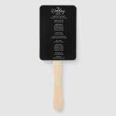 Moderne eenvoudige zwart-wit huwelijksprogramma's handwaaier (Achterkant)