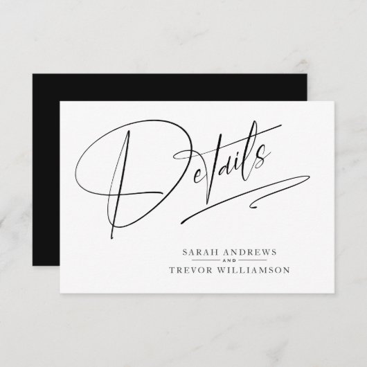 Moderne, eenvoudige zwart-wit informatiekaartje (Voorkant / Achterkant)