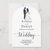 Moderne eenvoudige zwart-wit kalligrafie bruiloft kaart (Voorkant)