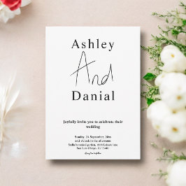 Moderne eenvoudige zwart-wit kalligrafie bruiloft kaart