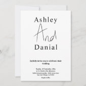 Moderne eenvoudige zwart-wit kalligrafie bruiloft kaart (Voorkant)