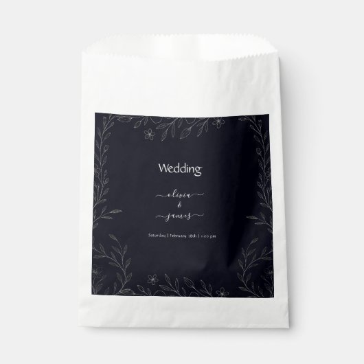 Moderne eenvoudige zwart-wit minimalistische bloem bedankzakje (Voorkant)