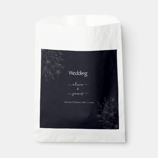 Moderne eenvoudige zwart-wit minimalistische bloem bedankzakje (Voorkant)