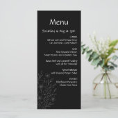 Moderne eenvoudige zwart-wit minimalistische bloem menu (Staand voorkant)