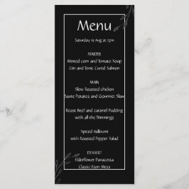 Moderne eenvoudige zwart-wit minimalistische bloem menu