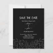 Moderne eenvoudige zwart-wit minimalistische bloem save the date (Voorkant)