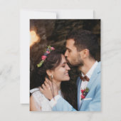 Moderne eenvoudige zwart-wit minimalistische bloem save the date (Achterkant)