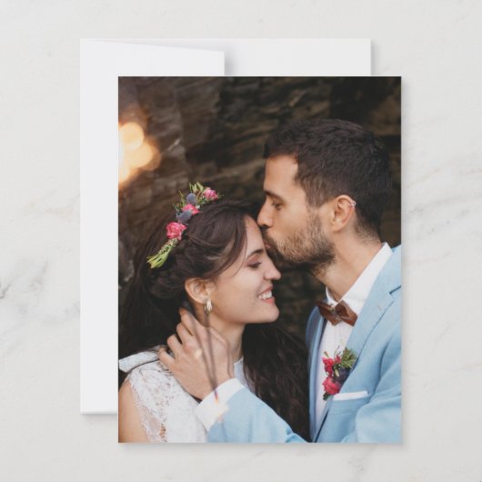 Moderne eenvoudige zwart-wit minimalistische bloem save the date (Achterkant)