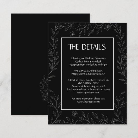 Moderne eenvoudige zwart-wit minimalistische bloem save the date (Voorkant / Achterkant)