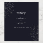 Moderne eenvoudige zwart-wit minimalistische bloem wijn etiket (Enkel label)