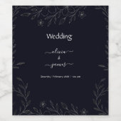 Moderne eenvoudige zwart-wit minimalistische bloem wijn etiket (Enkel label)