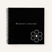 Moderne Eenvoudige Zwart-Wit Monogrammed Notitieboek (Voorkant)