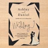 Moderne eenvoudige zwart-wit paar chique bruiloft acryl uitnodigingen (Voorkant)