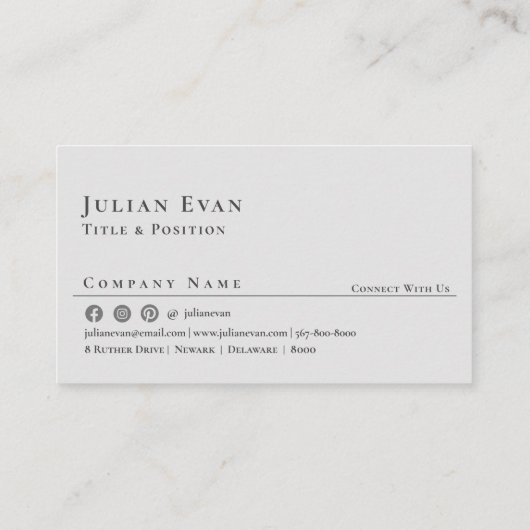 Moderne eenvoudige zwart-wit QR-code Visitekaartje (Achterkant)