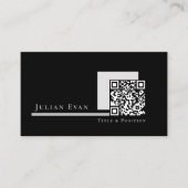 Moderne eenvoudige zwart-wit QR-code Visitekaartje (Voorkant)