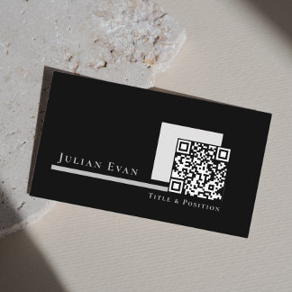Moderne eenvoudige zwart-wit QR-code Visitekaartje