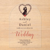 Moderne eenvoudige zwart-wit romantische bruiloft acryl uitnodigingen (Voorkant)