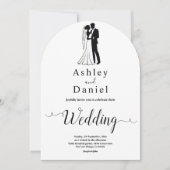 Moderne eenvoudige zwart-wit romantische bruiloft kaart (Voorkant)