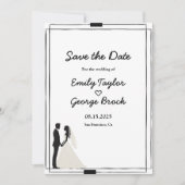 Moderne eenvoudige zwart-wit romantische bruiloft save the date (Voorkant)