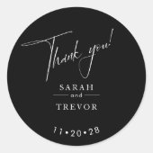 Moderne, eenvoudige zwart-wit ronde sticker (Voorkant)