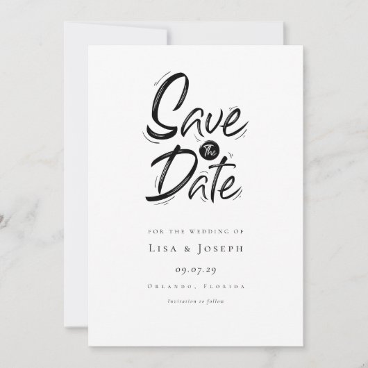 Moderne Eenvoudige zwart-wit sparen de Datum Save The Date (Voorkant)