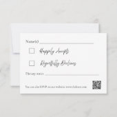 Moderne Eenvoudige Zwart-Wit Trouwen RSVP Kaart (Achterkant)