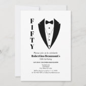 Moderne Eenvoudige Zwart Wit Tuxedo 50ste Verjaard Kaart (Voorkant)