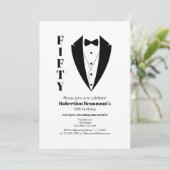 Moderne Eenvoudige Zwart Wit Tuxedo 50ste Verjaard Kaart (Staand voorkant)