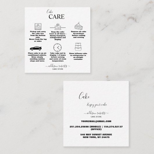 Moderne, eenvoudige zwart-witbedrijven vierkante visitekaartje (Voorkant / Achterkant)