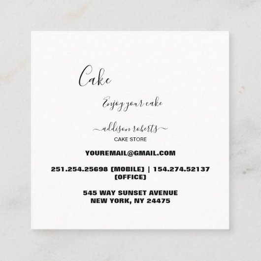 Moderne, eenvoudige zwart-witbedrijven vierkante visitekaartje (Achterkant)