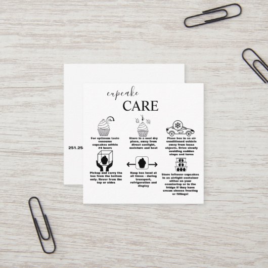 Moderne, eenvoudige zwart-witbedrijven vierkante visitekaartje (Voorkant / Achterkant in situ)