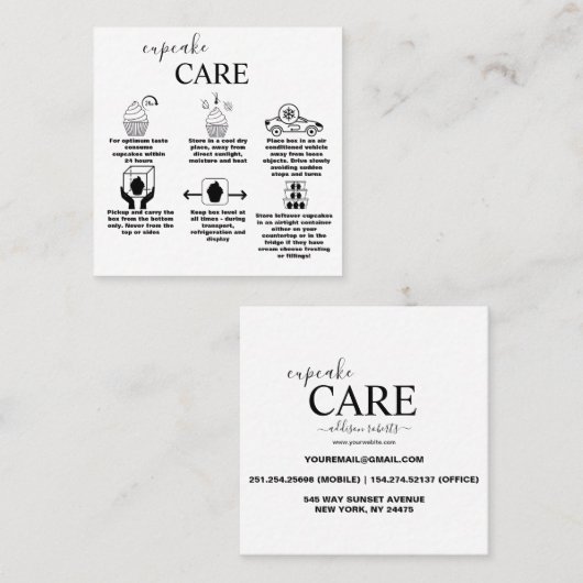 Moderne, eenvoudige zwart-witbedrijven vierkante visitekaartje (Voorkant / Achterkant)