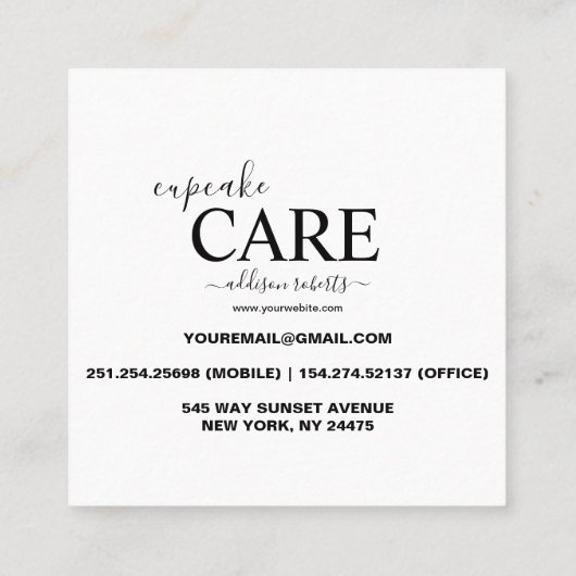 Moderne, eenvoudige zwart-witbedrijven vierkante visitekaartje (Achterkant)