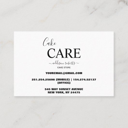 Moderne, eenvoudige zwart-witbedrijven visitekaartje (Achterkant)