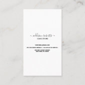 Moderne, eenvoudige zwart-witbedrijven visitekaartje (Achterkant)