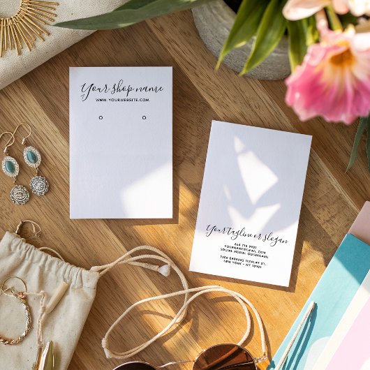 Moderne eenvoudige zwart-witte oorbel display kaar visitekaartje