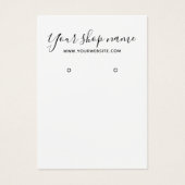 Moderne eenvoudige zwart-witte oorbel display kaar visitekaartje (Voorkant)