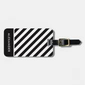 Moderne eenvoudige zwart-witte strepen bagagelabel (Voorkant horizontaal)
