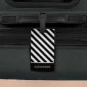 Moderne eenvoudige zwart-witte strepen bagagelabel